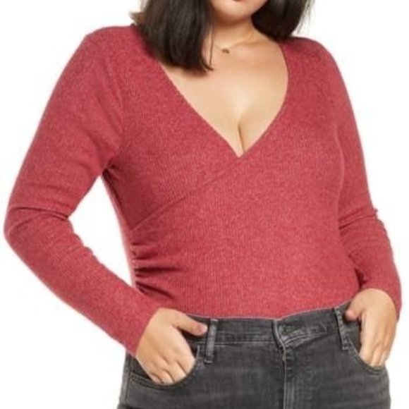 bp Tops - NWT BP Knit Wrap Front Ruched Bodysuit 2X